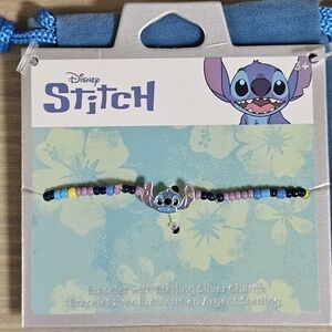 Jewelry Disney Stitch Sterling Silver Beaded Stretch Bracelet Seed Beads Charm